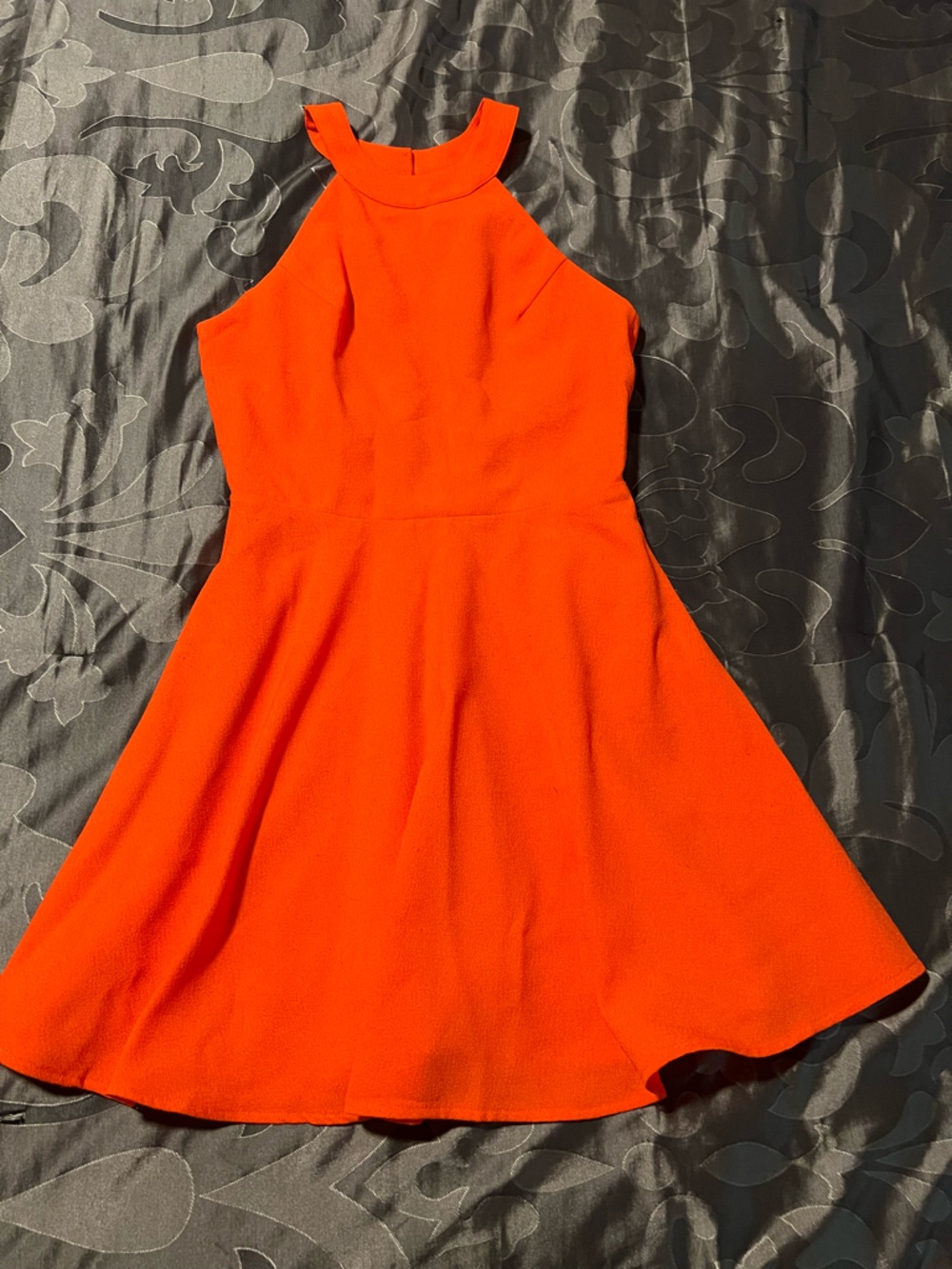 J.O.A. Bright Orange Halter Fit & Flare Mini Party Cocktail Dress Small